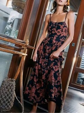 Free People The Perfect Sundress Midi Button Down Dress- XS